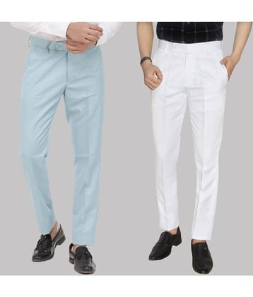 Kundan - Multicolor Cotton Blend Regular - Fit Men's Formal Pants ( Pack of 2 )