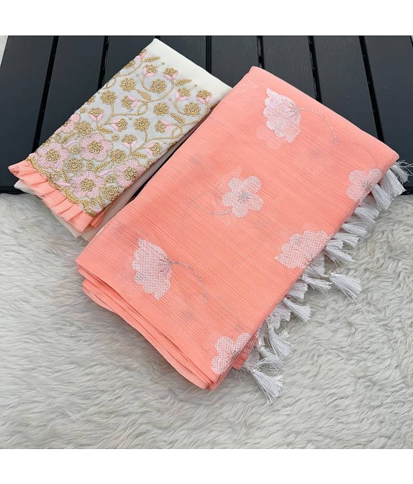 Gullak Georgette Embellished Saree With Unstitched Blouse Piece ( Pink )