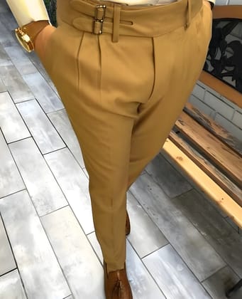 Camel Double Buckle Formal Gurkha Pants by ITALIAN VEGA®-28