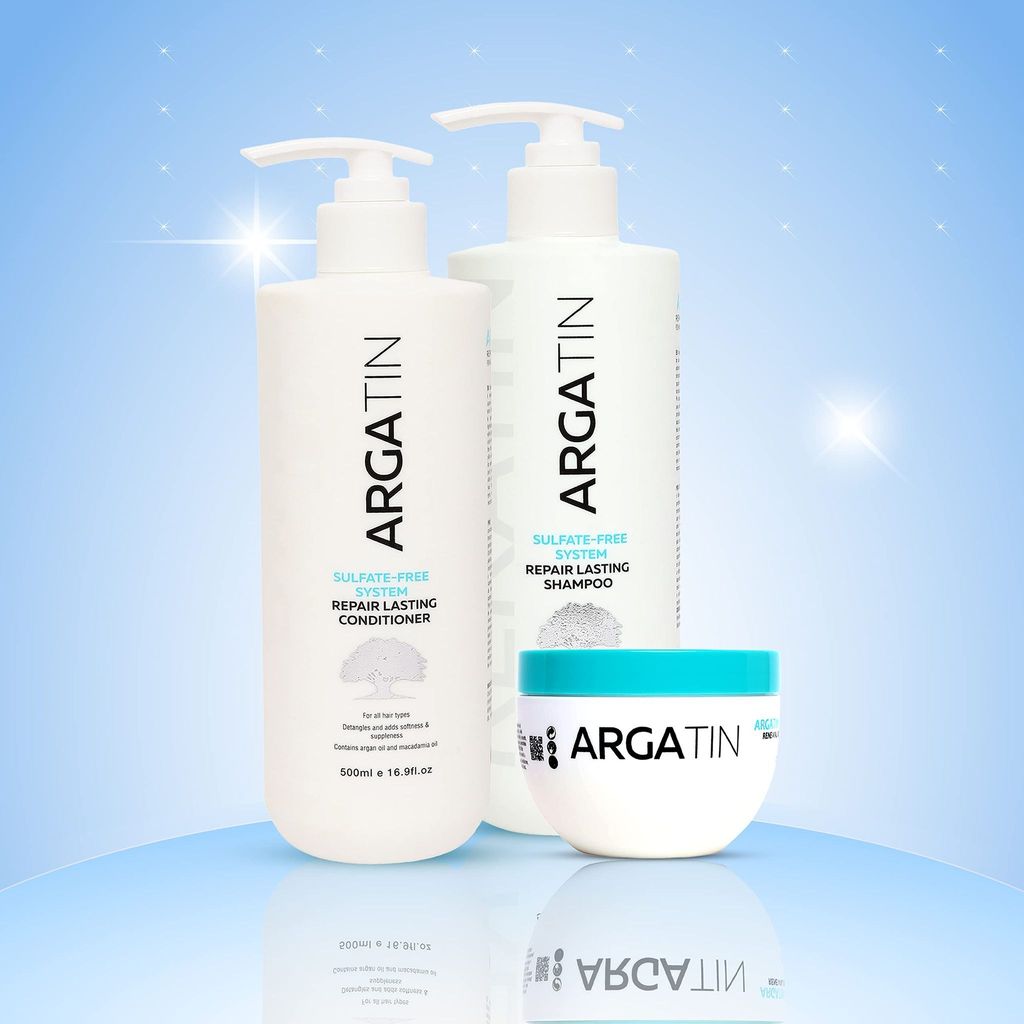 Argatin Repair Lasting Shampoo and Conditioner Hair Mask for Dry Damaged Color Treated Hair (Shampoo 500ml +Conditioner 500ml+ Hair Mask 250ml)