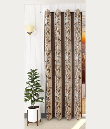Kraftiq Homes Floral Semi-Transparent Eyelet Curtain 5 ft ( Pack of 1 ) - Brown