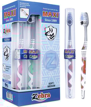 Maxi Zebra Travel Pack Soft Toothbrush (Pack of 12)