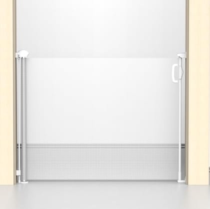 Kids Station Baby Retractable Safety Gate - Gate with Two Way Auto Close - Adjustable Width - Height 90cm or 2.9ft - Expandable to 140cm or 4.6ft (White)