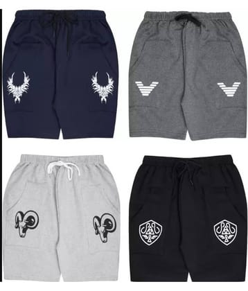 kukke Pack of 4 Cotton Shorts For Boys ( Multicolor )