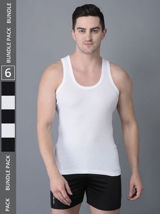 Men's Pack of 6 Solid Combed Cotton Vest Men's Pack of 6 Solid Combed Cotton Vest