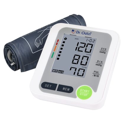 Dr. Odin Digital Blood Pressure Monitor 516 (CE & ISO Certified, FDA Approved, Intelligent Pressure, Automatic Shutdown, Large LCD with Yellow Backlight, USB Port, Memory 99 X 2, White)