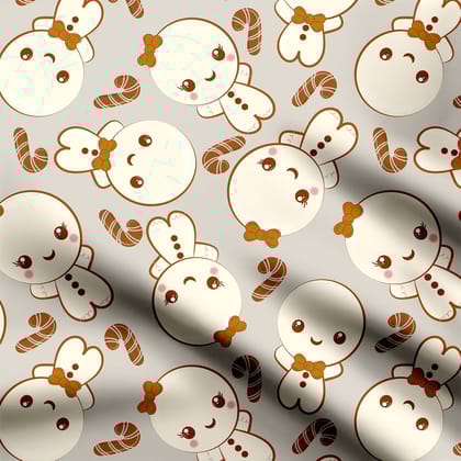 Garlic Ginger Breads with candy sticks Print Fabric-Pashmina