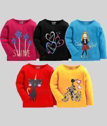 Kuchipoo Pack of 5 Girls Cotton Blend T-Shirt ( Multicolor9 )