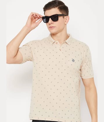 UBX Pack of 1 Cotton Blend Regular Fit Printed Half Sleeves Men's Polo T Shirt ( Beige )