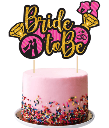Zyozi  Bride to Be Cake Topper for Bridal Shower/Wedding Shower/Engagement/Bachelorette (PINK AND BLACK)
