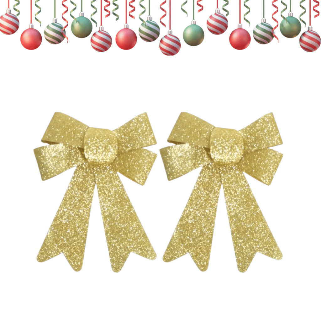 Fancy Christmas Bows Golden 30CM - 2PC - Party and Festive Needs | Buy online on ZillyBuy