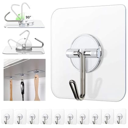 SmartCam Wall Hooks for Hanging Strong, 10 Pack Adhesive Hooks for Wall Heavy Duty, self Adhesive Hook, Wall hangings, Kitchen Accessories Items, Clothes Hanging, Sticky Photo Frame Hangers