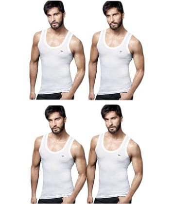 Rupa Frontline White Sleeveless Vests Pack of 4