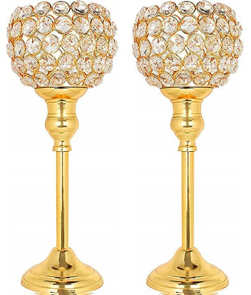 METAL MESTERY Gold Table Top Metal Tea Light Holder - Pack of 1
