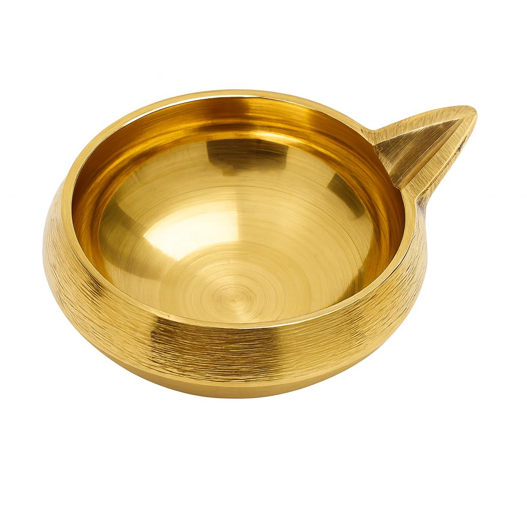 7 cm (2.75 Inch) � Handcrafted Pure Brass Diya � Traditional Pooja Oil Lamp for Temple, Home & Puja Room � Polished Brass Table Deepam for Daily Rituals & Festivals � Premium Brass Diya Bowl