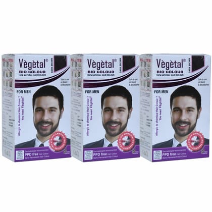 Vegetal Bio Beard Hair Colour -25g (Pack of 3) I Each Experience Natural Dark Brown Beard Hair Color for Men I Ammonia-Free, PPD-Free, 100% Organic, and Herbal, Safe and Effective Beard Dye Vegetal Bio Beard Hair Colour -25g (Pack of 3) I Each Experience