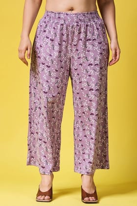 Butterfly Printed Pyjamas-L / Purple