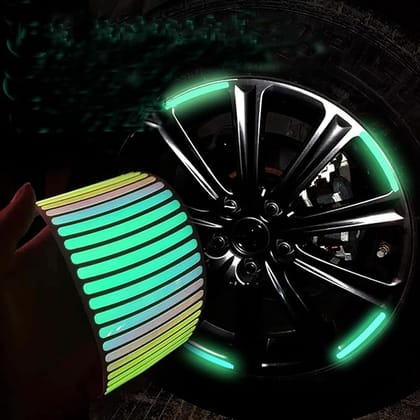 20Pcs Reflective Car Wheel Stickers, Night Safety Warning Stickers, Universal Wheel Hub Reflective Stickers, Car Decals, Safety Decoration Stripes