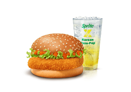 Korean Mc Spicy Paneer Burger +Korean Yuzu- Pop Sprite Combo