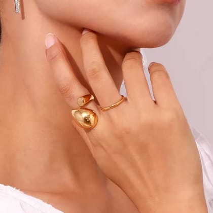Dual Tone Adjustable Ring-Gold
