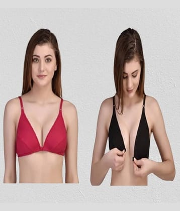 Zourt Pack of 2 Cotton Non Padded Women's Push Up Bra ( Multicolor )