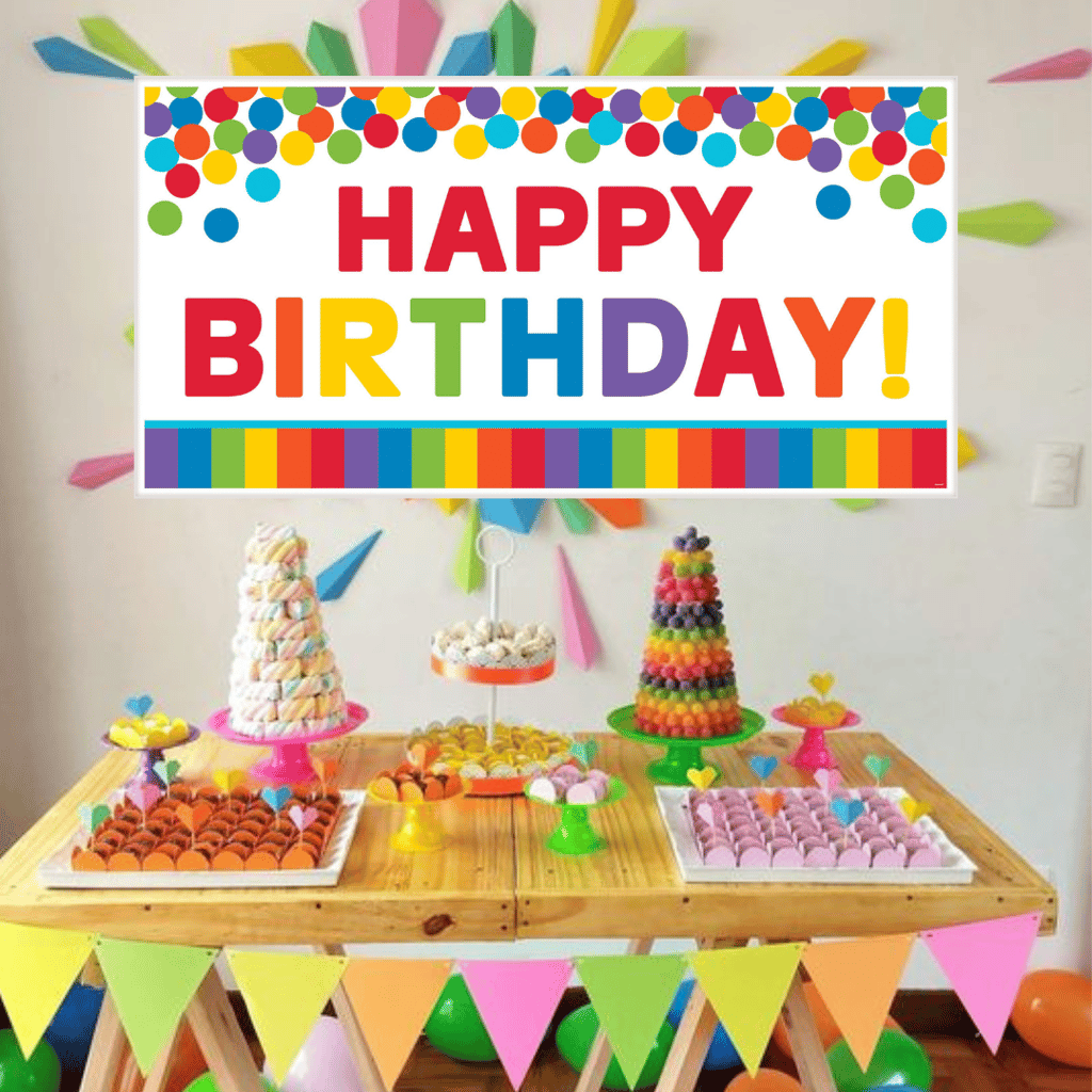 Happy Birthday Plastic Rainbow Banner 65" x 33.5" - Party and Festive Needs | Buy online on ZillyBuy