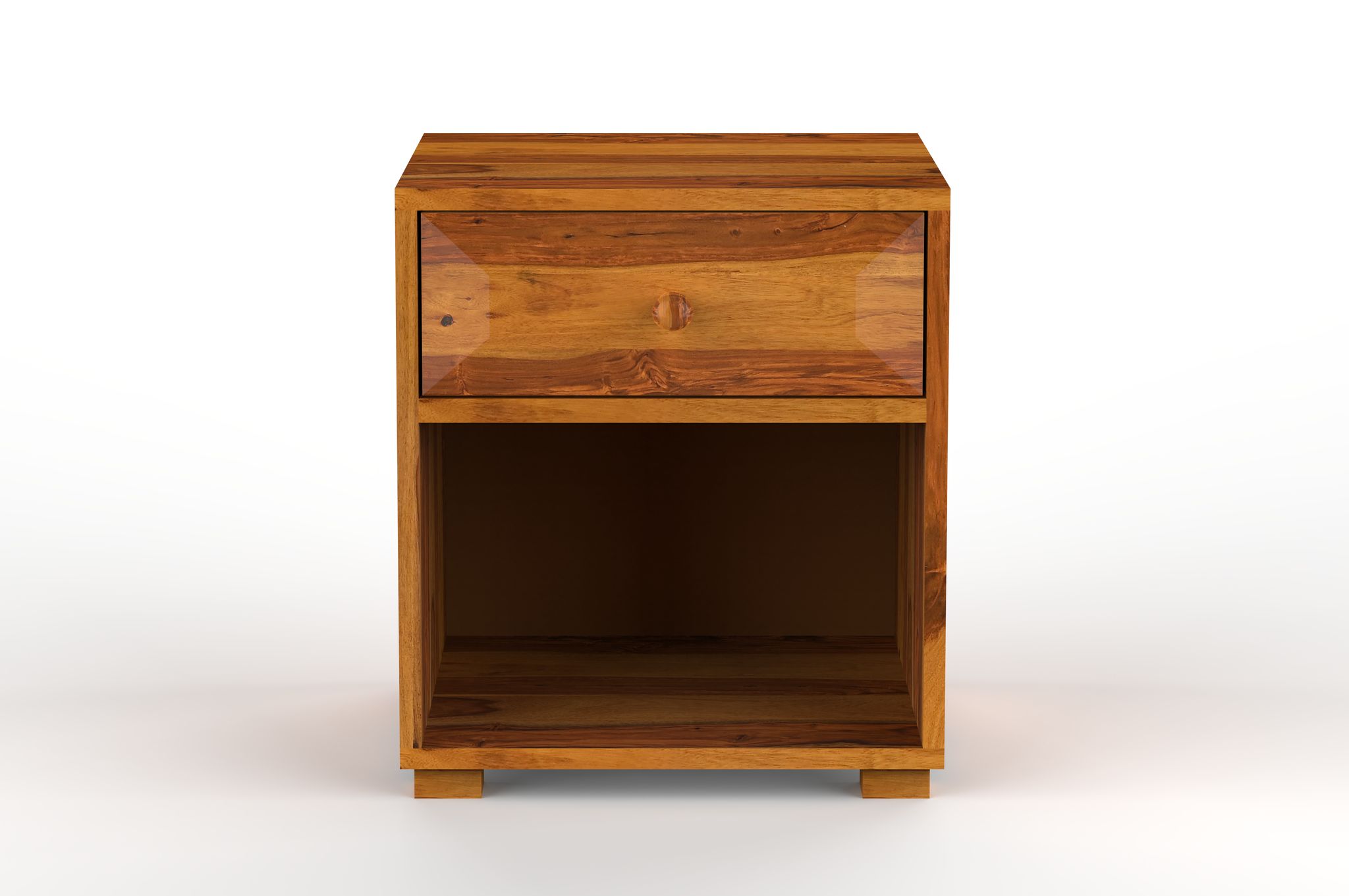 Wakeup India Rivo Bed Side Table with Drawer | Weather Proof | Anti-Termite Solid Wood | Bedroom Small Cabinet Tables (Color Honey)