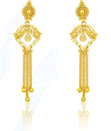 LUV FASHION Golden Stud Earrings ( Pack of 1 )