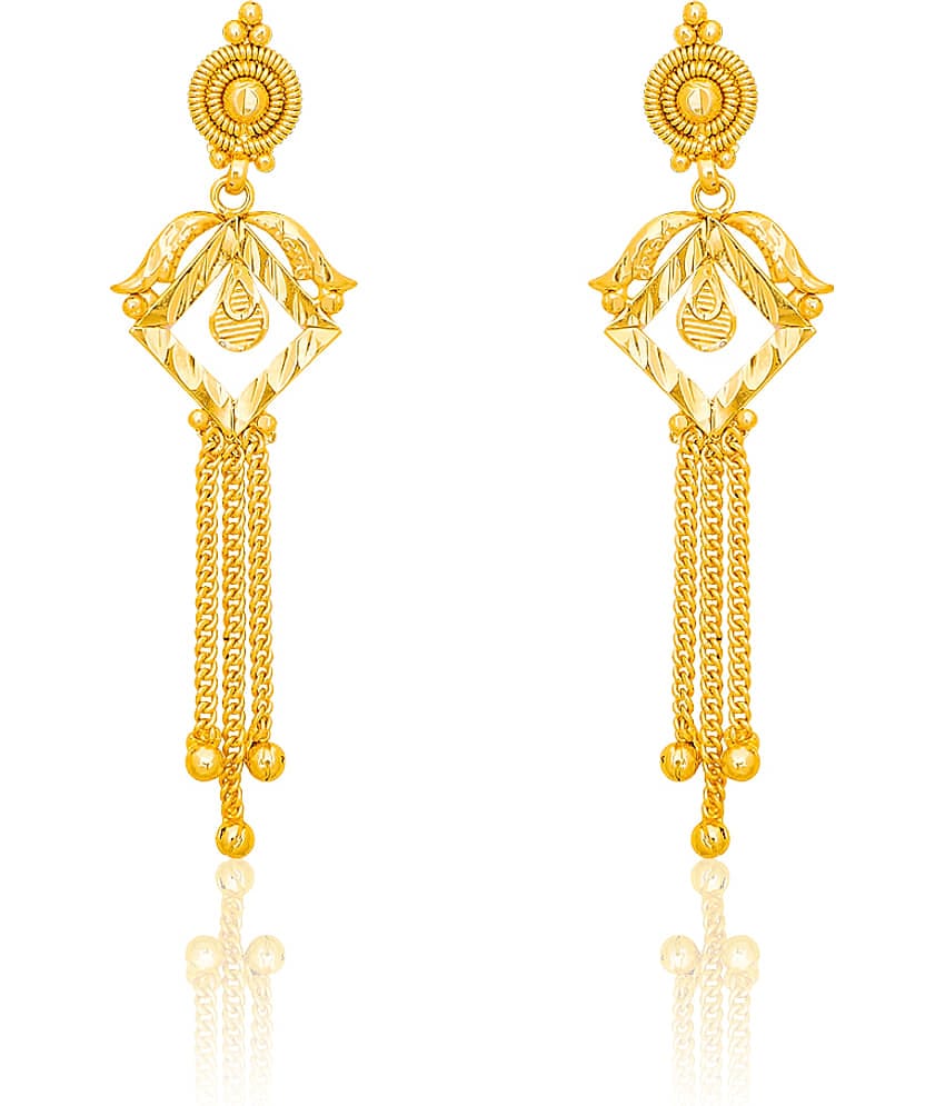 LUV FASHION Golden Stud Earrings ( Pack of 1 )