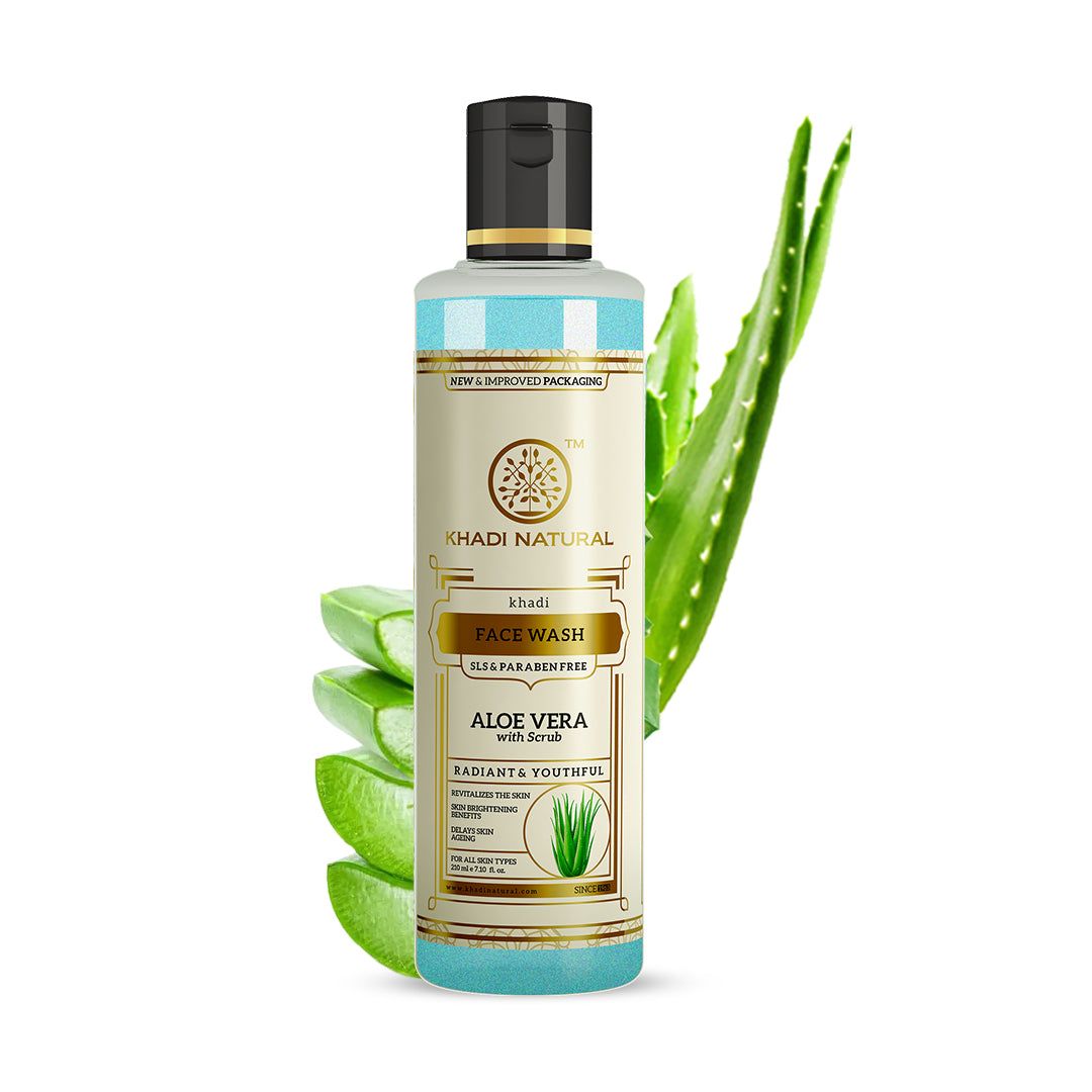 Khadi Natural Aloevera Face Wash with Scrub SLS & Paraben Free - 210ml