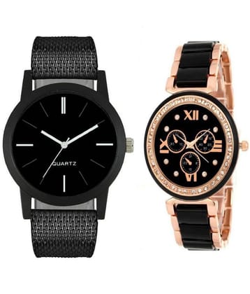 newmen - Black PU Analog Couples Watch