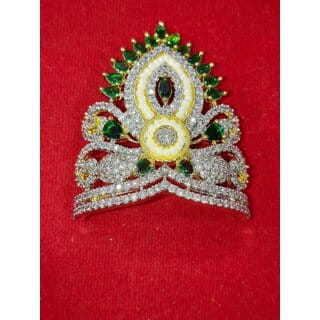 AD Mukut Crown for Deity Idols Green Zircon Floral Design (Laddu Gopal Sizes 6/7) AD Mukut Crown for Deity Idols Green Zircon Floral Design (Laddu Gopal Sizes 6/7)