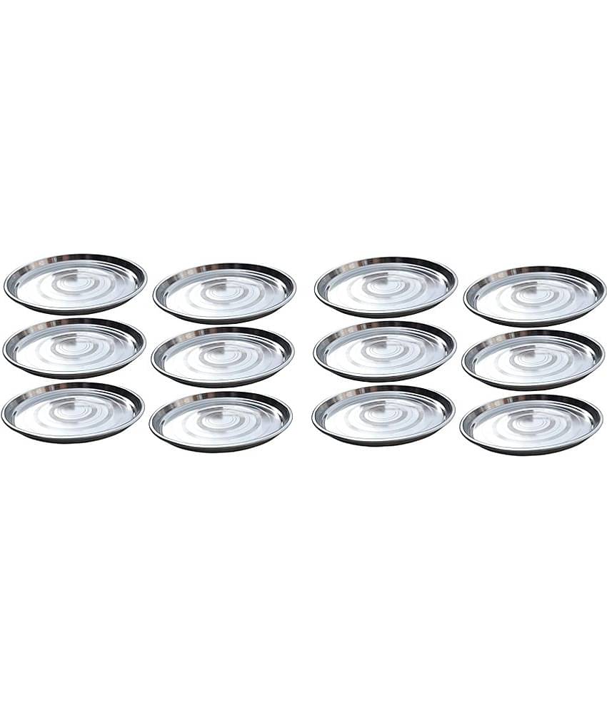 Dynore 12 Pcs Stainless Steel Silver Full Plate