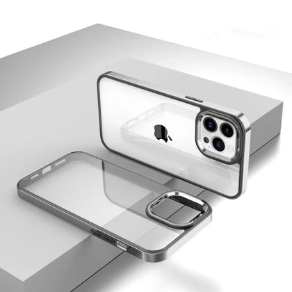 iPhone 13 Series Square Plating Color Frame Clear Case With Camera Bumper-iPhone 13 / Silver