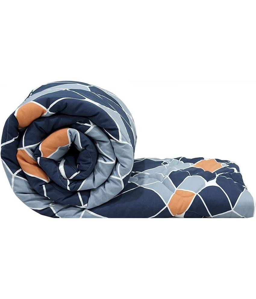DIVINE CASA Double Polyester Blue Geometrical Comforter