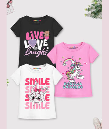 Trampoline Pack of 3 Girls Cotton Blend T-Shirt ( Multicolor )