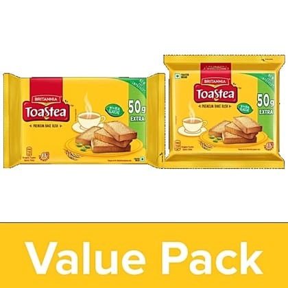 Britannia Toastea Premium Bake Rusk With Goodness Of Elaichi, Sooji & Wheat, 250 g