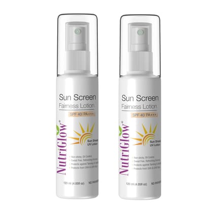 NutriGlow Liquorice Sunscreen SPF 40 PA+++ | No White Cast, Matte Finish | Tan Removal + Brightening | Non-Greasy Broad Spectrum UVA/UVB & Blue Light Protection | For Men & Women, All Skin Types | 120ml (Pack of 2) NutriGlow Liquorice Sunscreen SPF 40 PA