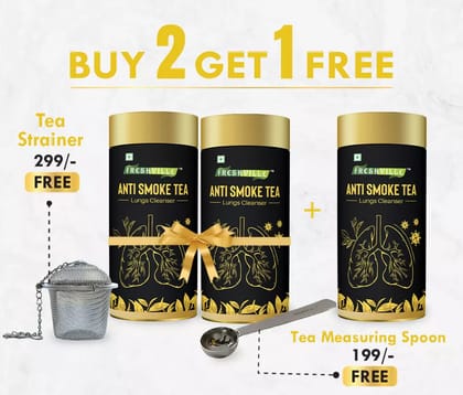 Freshville Anti Smoke Tea | Pure & Natural | Helps In Detoxify the Lungs | Moringa, Rose Petals, Peppermint, Lemongrass, Hibiscus, Cinnamon, Mulethi, Tulsi, Fenugreek, Ginger, Green Tea(100g)
