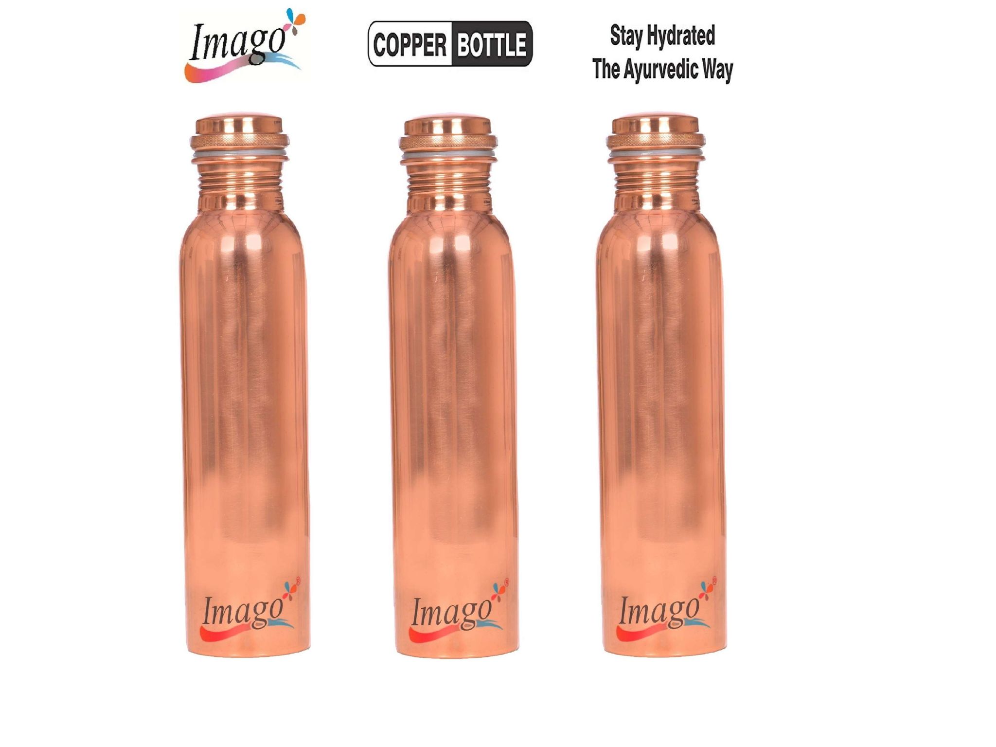 Imago Plain Copper Bottle 1L(Pack of 3)