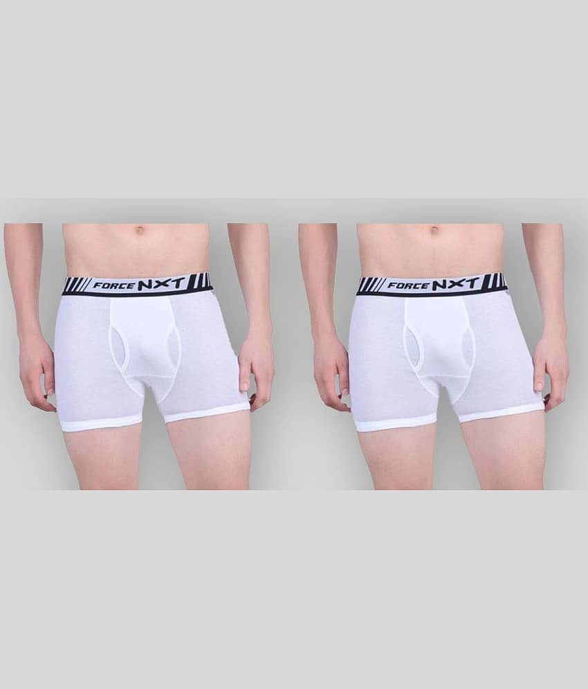 Force NXT - White 100% Cotton Men's Trunks ( Pack of 2 )