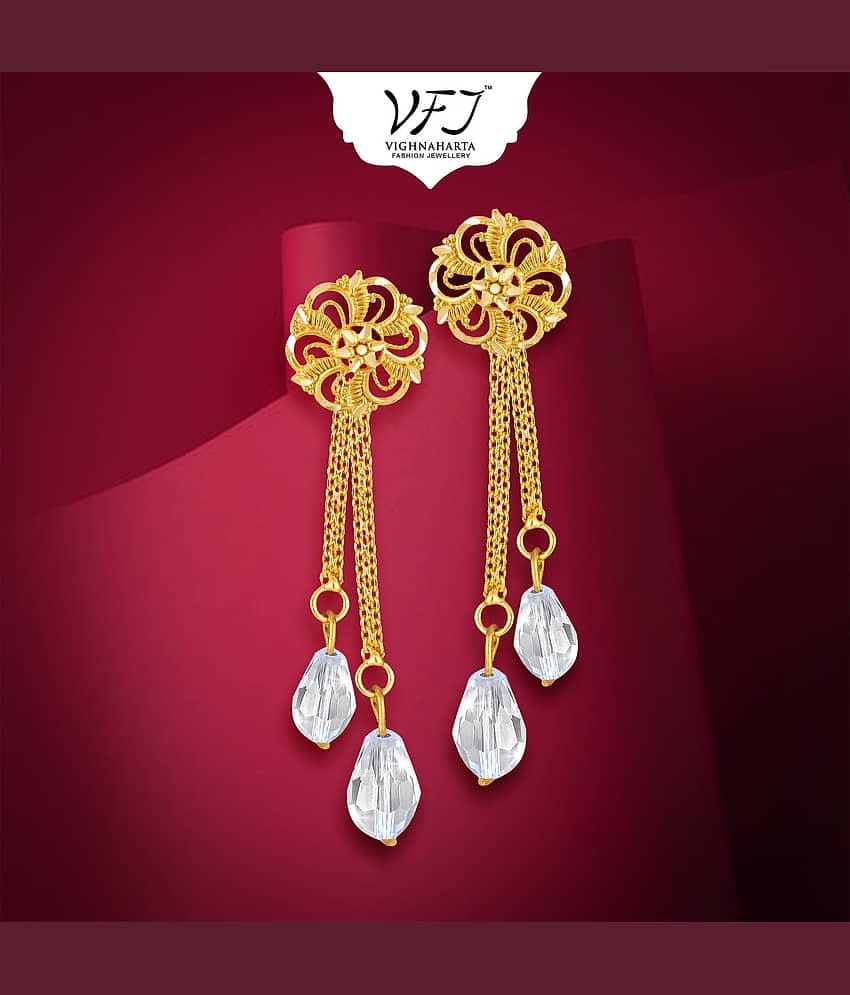 Vighnaharta Golden Drop Earrings ( Pack of 1 )