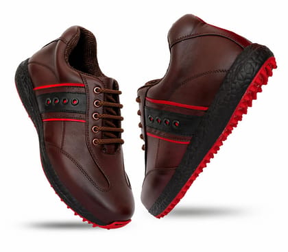 HITCARO Arkbird® Men's Genuine Leather Lace-up Professional 100% Waterproof Premium Gold Golf Shoes PR-5409