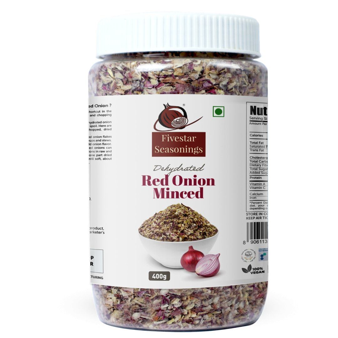 Fivestar Seasoning Red Onion Minced 400g, 100% Natural, No Preservatives, Rich in Iron, Easy to Cook, 0% Trans-Fat Seasoning