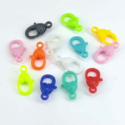 Plastic Lobster Claw Heart Clasps For Jewellery Making 22x13x6 MM Crafts Accessories-Mixed Colors / 10 Pieces