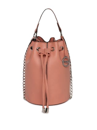 Kloe Drawstring Bucket Bag-Peach