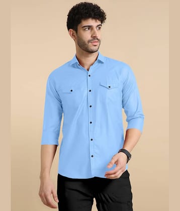 P&V CREATIONS Cotton Blend Slim Fit Solids Full Sleeves Men's Casual Shirt - Green ( Pack of 1 )