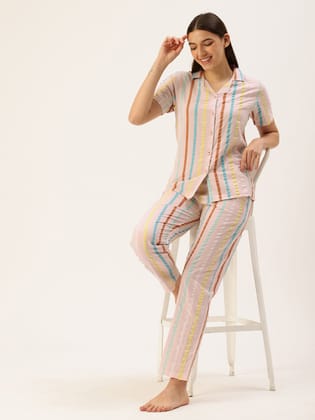 Multi Striped Night Suit-S