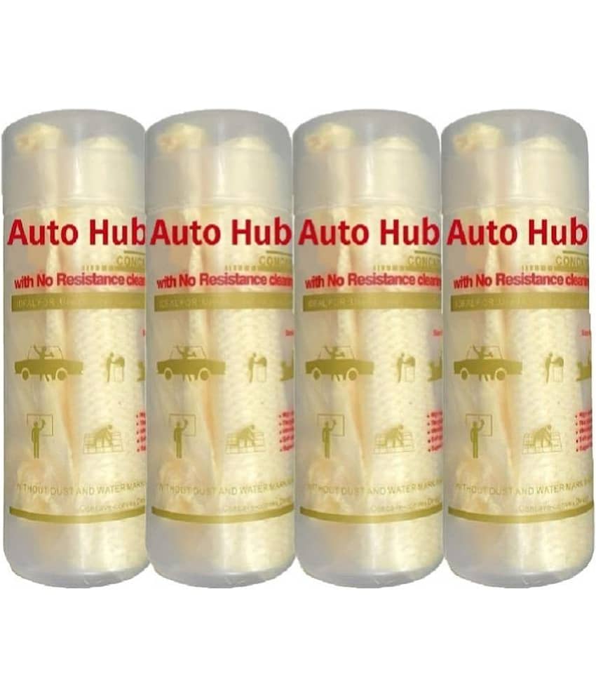Auto Hub Yellow 900 GSM Chamois Cloth For Automobile ( Pack of 4 )