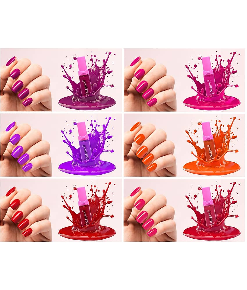 Qeepyt Radiant Multicolour Nail Polish Set Glossy Finish (Pack of 6)